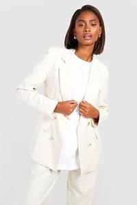 Boohoo Blazer Met Dubbele Millitaire Knopen, Natural