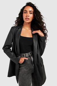 Boohoo Nepleren Blazer Met Enkele Knoop, Black