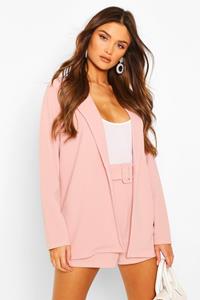 Boohoo Blazer En Shorts Met Ceintuur, Pink