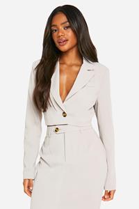 Boohoo Korte Oversized Getailleerde Boxy Blazer, Stone