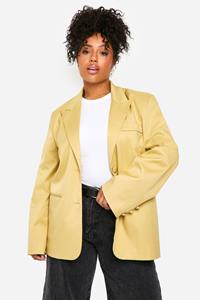 Boohoo Plus Oversized Blazer Met Enkele Rij Knopen, Butter