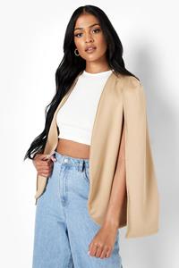 Boohoo Tall Blazer Met Mantel, Stone