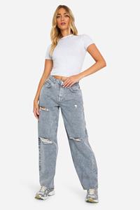 Boohoo Gescheurde Grijze Boyfriend Jeans, Grey