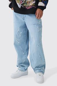 Boohoo Onbewerkte Baggy Jeans Met Onbewerkte Zoom, Light Blue