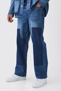 Boohoo Rigid Baggy Carpenter Dyed Jeans, Mid Blue