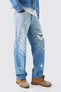 Boohoo Onbewerkte Baggy Pride Jeans, Light Blue