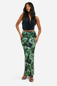 Boohoo Tall Mesh Maxi Rok Met Print, Black