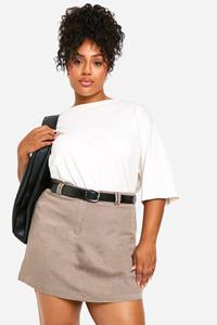 Boohoo Plus Geweven Getailleerd Mini Rokje, Grey