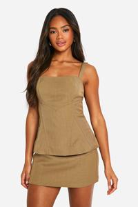 Boohoo Getailleerd Mini Rokje, Taupe