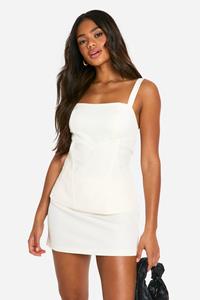 Boohoo Getailleerd Mini Rokje, Ivory