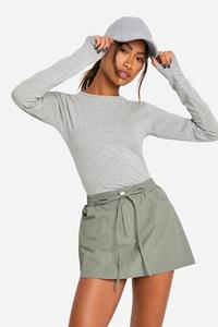 Boohoo Nylon Micro Mini Rokje, Khaki