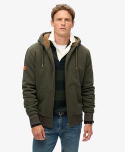 Superdry Mannen Hoodie met Rits en Borgvoering Groen