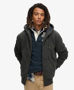 Superdry Mannen Hoodie met Rits en Borgvoering Zwart