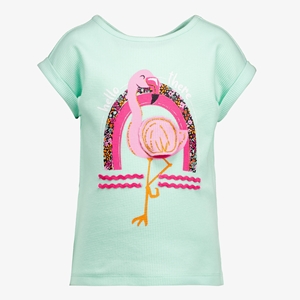 TwoDay meisje T-shirt mintgroen met flamingo