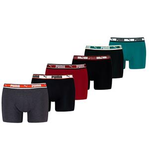 Puma Boxershorts Dual Logo 6-pack Burgundy / Seagreen / Black-L