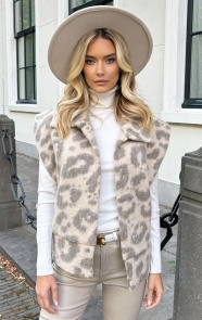 Jurkjes Leopard Gilet Samara Beige Grijs