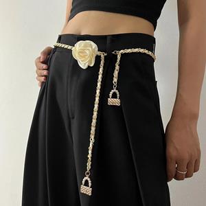 Mango Event Fashion Flower Gold Chain Belt Female Waist Adjustable Punk Silver Metal Belts For Women High Quality Luxury Dress Pant Chains