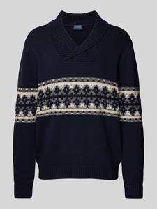 OLYMP Level Five Wollen pullover met sjaalkraag, model 'Intarsie'