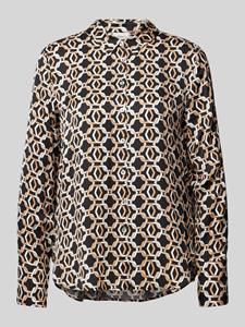 S.Oliver BLACK LABEL Regular fit blouse met lange mouwen, all-over motief en biezen