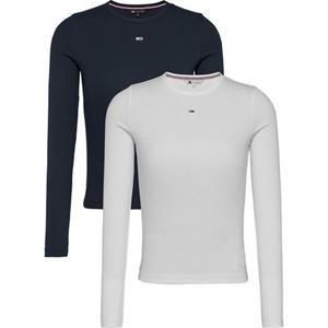 TOMMY JEANS Shirt met lange mouwen TJW 2PACK SLIM ESSENTIAL RIB LS (Set van 2)