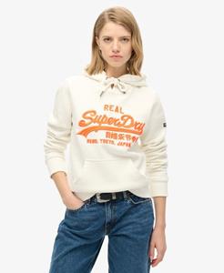 Superdry Vrouwen Hoodie met Geborduurd Vintage Neonlogo en Grafische Print Wit