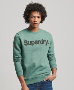 Superdry Mannen Klassiek Core Sweatshirt met Ronde Hals en Logo Khaki