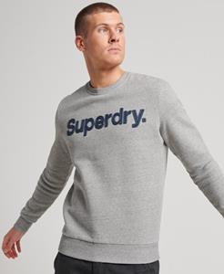 Superdry Mannen Klassiek Core Sweatshirt met Ronde Hals en Logo Grijs