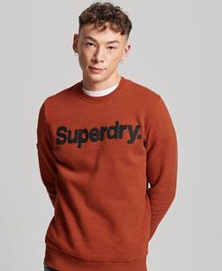 Superdry Mannen Klassiek Core Sweatshirt met Ronde Hals en Logo Oranje