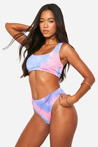 Boohoo Gekreukeld Tie Dye Hipster Bikini Broekje, Pink