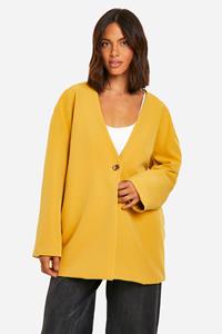 Boohoo Oversized Kraagloze Long Line Blazer, Mustard