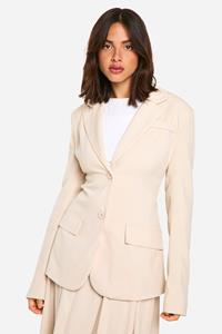 Boohoo Getailleerde Blazer Met Structuur, Sand