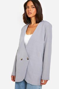 Boohoo Oversized Kraagloze Long Line Blazer, Grey Marl