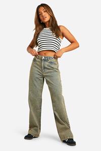 Boohoo Petite Basic High Waist Boyfriend Jeans, Light Sand