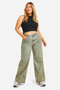 Boohoo Plus Basic High Waist Boyfriend Jeans, Light Sand