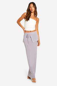 Boohoo Tall Strakke Wikkel Maxi Rok Met Strik, Grey