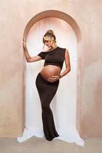 Boohoo Emily Shak Maternity Slinky Column Maxi Skirt, Chocolate