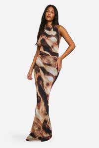 Boohoo Tall Abstracte Mesh Maxi Rok, Black