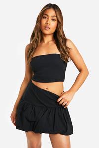 Boohoo Petite Mini Rokje Met Pofmouwen, Black