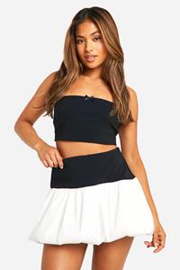 Boohoo Petite Contrasterend Mini Rokje, Black_White