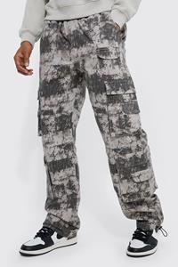 Boohoo Camo Cargo Broek Met Rechte Pijpen, Elastische Taille En Zakken, Multi