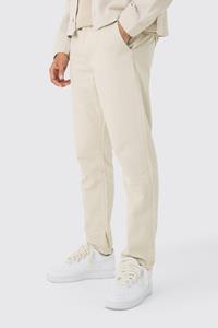 Boohoo Toelopende Steenkleurige Chino'S Met Touwtjes, Stone