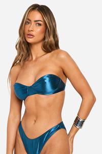 Boohoo Satijnen Bikini Top Met Beugel, Navy