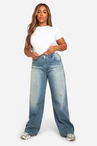 Boohoo Basic High Waist Boyfriend Jeans, Ice Blue