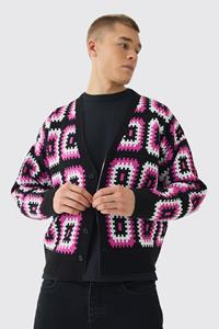 Boohoo Oversized Gehaakte Boxy Cardigan, Pink