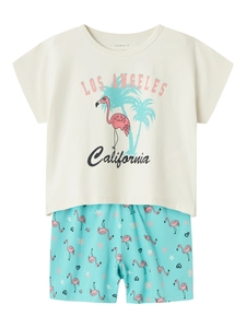 Name It Meisjes korte pyjama set shortama flamingo