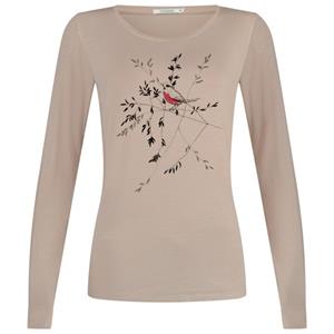 GreenBomb  Women's Animal Bird Branch Mind L/S - Longsleeve, beige