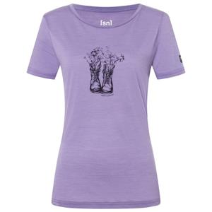 Super.Natural  Women's Flower Boots Tee - Merinoshirt, purper