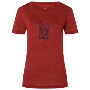 Super.Natural  Women's Flower Boots Tee - Merinoshirt, rood