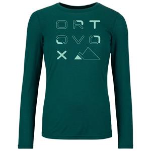 Ortovox  Women's 185 Merino Brand Outline L/S - Merinoshirt, groen