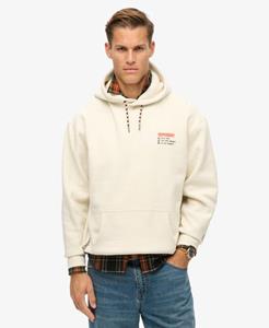 Superdry Mannen Utility Sport Hoodie met Logo en Losse Pasvorm Crème